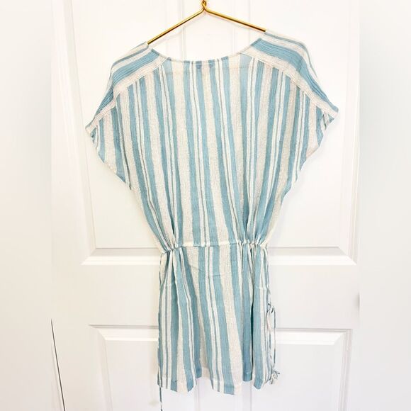 New Joie revolve mercer striped drawstring blue white sleeved dress - Picture 5 of 6